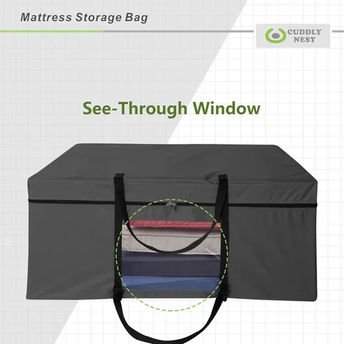 Vista 5 de Cuddly Nest Bolsa de Almacenamiento para Colchón Plegable - Funda de Transporte Resistente para Cama de Invitados Tri-Fold