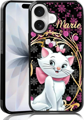 Vista 104 de Elegante funda de teléfono con diseño de gato Marie compatible con iPhone 11, funda de encaje dorado para iPhone, a prueba de golpes, rosa fucsia