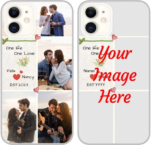 Vista 20 de Funda de teléfono con foto personalizada para iPhone 12, imagen/texto personalizado, funda negra suave delgada, regalo único de nicho para parejas