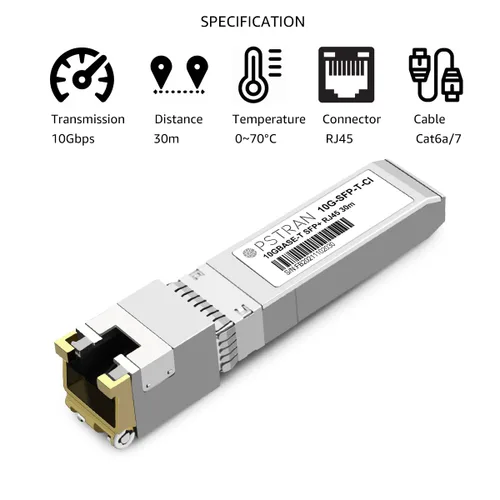 Vista 43 de Módulo transceptor de cobre 10GBASE-T SFP+ RJ45 compatible con Arista SFP-10GE-T 10G SFP+ 98.4 ft Cat6a/7 Para Arista