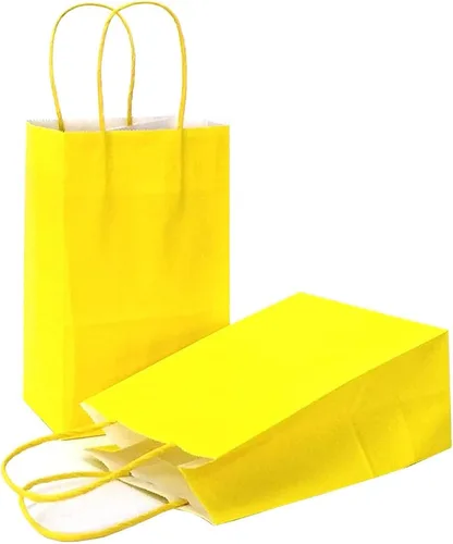 Vista 44 de AZOWA Bolsas de regalo mini de papel kraft con asas (Azul claro, 4x2.4x6, 25 piezas) Blue Color, Kraft Paper, Mini Size, 25 Pieces, Party Bags