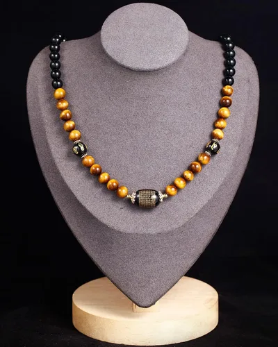 Vista 7 de Jewever Feng Shui - Collares de obsidiana negra con ojo de tigre para mujeres y hombres, collar de cristales curativos que trae buena suerte