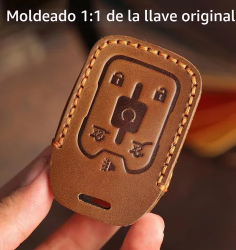 Vista 5 de Funda de llave de cuero de 6 botones, compatible con GMC Yukon Chevy Suburban Tahoe 2015-2020 etc, diseño sin tornillos estilo retro protector