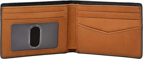Vista 3 de Fossil Cartera de cuero delgada minimalista plegable con bolsillo frontal para hombre