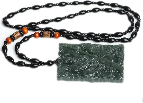 Vista 6 de Collares de mujer Collares de hombre Natural Tallado a mano Verde Jade Wu Dios de la riqueza Guan Dragón Guan Yu Guan Gong Guan Yu Collar Masculino