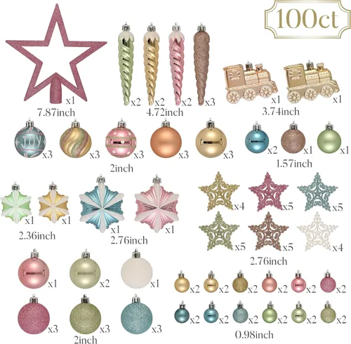 Vista 3 de Valery Madelyn Juego de adornos navideños de 100 unidades para decoración Pastel Macaron