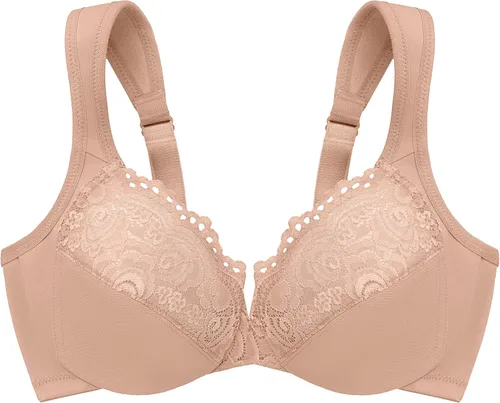 Vista 4 de Glamorise Sujetador de encaje Wonderwire de corte bajo para mujer, talla grande, #1240