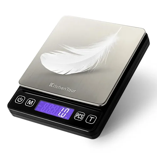 Vista 7 de K KitchenTour - Báscula digital de cocina - 500g/0.01g Balanza de alta precisión multifunción para alimentos, carne, joyas, laboratorio, quilates