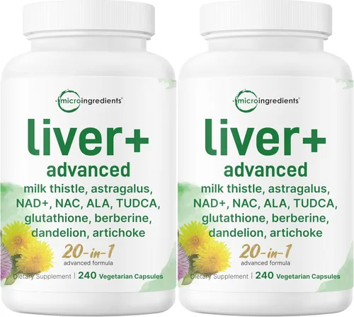Vista 8 de Liver Advanced+, 240 cápsulas vegetales Complejo 20 en 1 con cardo mariano, diente de león, NAD, NAC, ALA, TUDCA, glutatión, alcachofa, cúrcuma