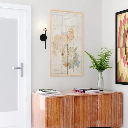 Vista 7 de VAXCEL Orbit 1 - Aplique de pared industrial MCM de latón y bronce aceitado claro globo de cristal transparente