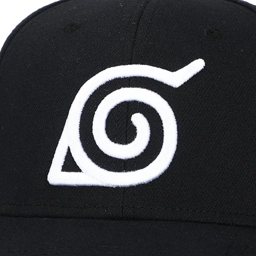 Vista 6 de Naruto - Gorra negra con diseño de dibujos animados bordados, ajuste elástico, color negro