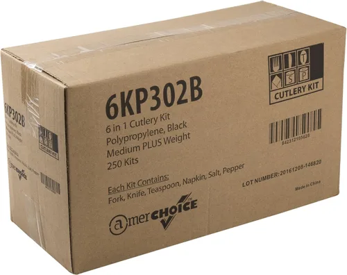 Vista 4 de Kit de 6 piezas negro mediano de peso grande tenedor-cucharadita-cuchillo-12" x 13" servilleta S&P