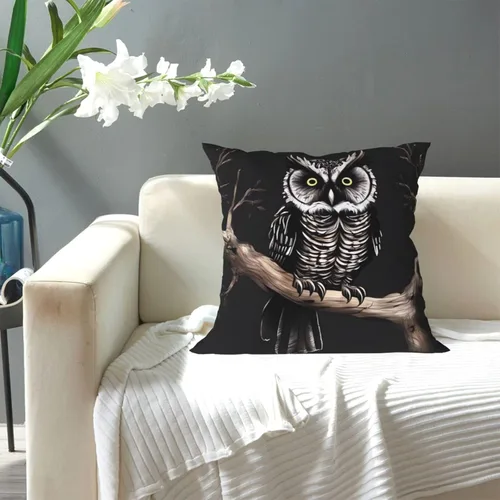 Vista 5 de Fundas de almohada decorativas de 20 x 20 pulgadas para sofá, búho nocturno de doble cara, fundas de almohada cuadradas para sala de estar, funda