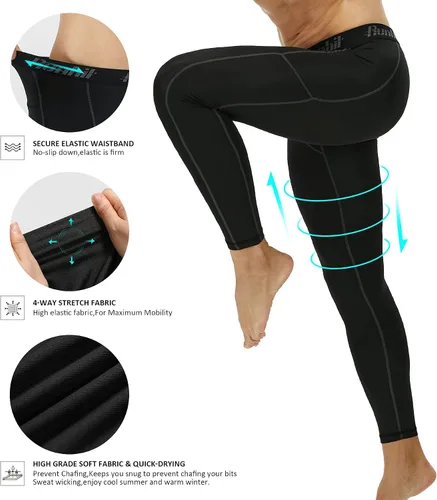 Vista 3 de Runhit - Paquete de 1 o 2 pantalones de compresión para hombre para correr, entrenamiento