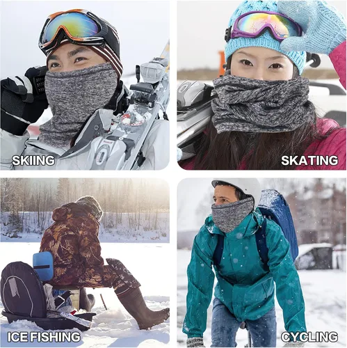 Vista 5 de Calentador de cuello, polaina de cuello polar para invierno, elástico, multiusos, resistente al viento, calentadores térmicos de cuello para mujeres