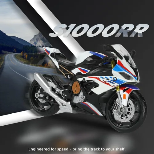Vista 5 de 1:12 Modelo de motocicleta de juguete compatible con BMW S1000RR blanco MD004-blanco