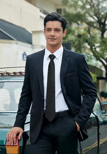Vista 206 de Corbatas florales tejidas clásicas para hombre, corbata cuadrada de bolsillo, corbatas formales para hombres, boda con pañuelo