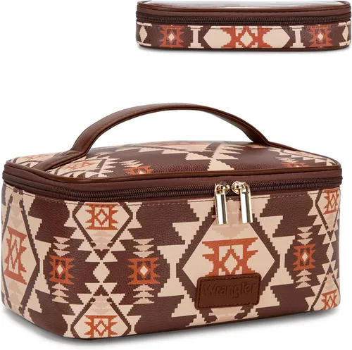 Vista 27 de Wrangler - Bolsa de maquillaje de viaje, 2 piezas, bolsa de cosméticos con Vaca café