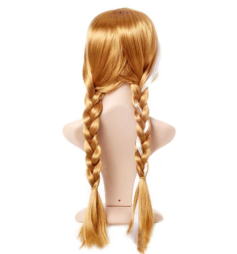 Vista 2 de Peluca de princesa para niñas, disfraz de cabello largo marrón, para fiesta de cosplay, cumpleaños, Halloween, talla M