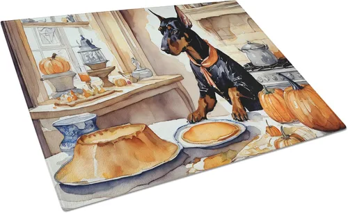 Vista 84 de Caroline's Treasures DAC1720LCB Affenpinscher - Tabla de cortar de vidrio con calabazas para cocina de otoño, grande, decorativa, de vidrio