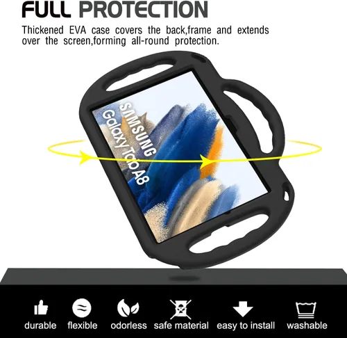 Vista 7 de AVAWO Funda infantil para Samsung Galaxy Tab A8 de 10.5 pulgadas 2021 (SM-X200/X205), con correa, mango soporte ligero a prueba de golpes, negro