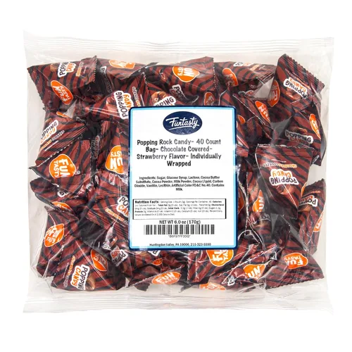 Vista 3 de Popping Candy, Chocolate Rocks, Rocas de caramelo con sabor a fresa