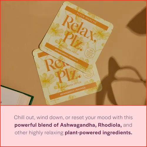 Vista 2 de Fleur Marche Relax, Plz Botanical Patch - Parche de bienestar calmante y relajante con ashwagandha, manzanilla y otros poderosos adaptógenos