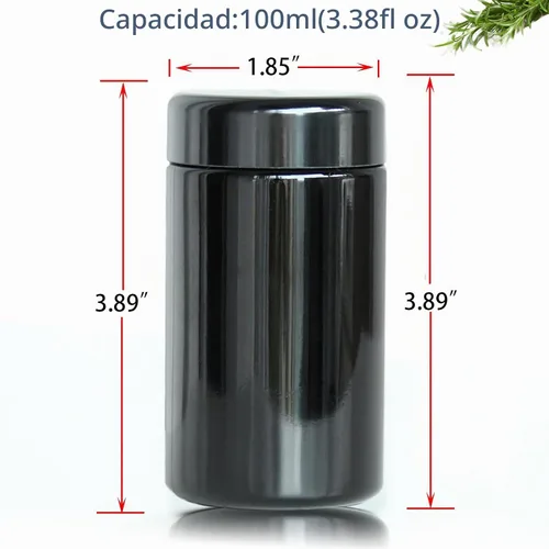 Vista 3 de Matoolser Tarro de almacenamiento hermético de vidrio negro 100ml con protección UV para café y especias