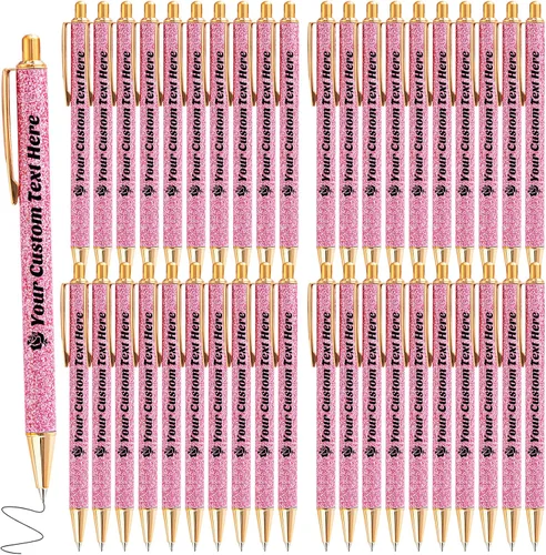 Vista 9 de 10 bolígrafos personalizados con purpurina, bolígrafos impresos personalizados a granel, bolígrafos retráctiles de tinta negra para graduación