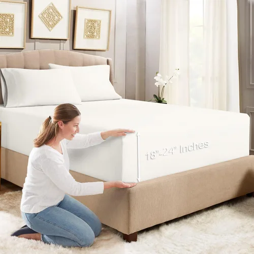Vista 15 de Empyrean Bedding - Sábanas bajeras tamaño Queen, con sábana de cajón extra profunda – Juego de sábanas bajeras extra profundas, de 24 pulgadas