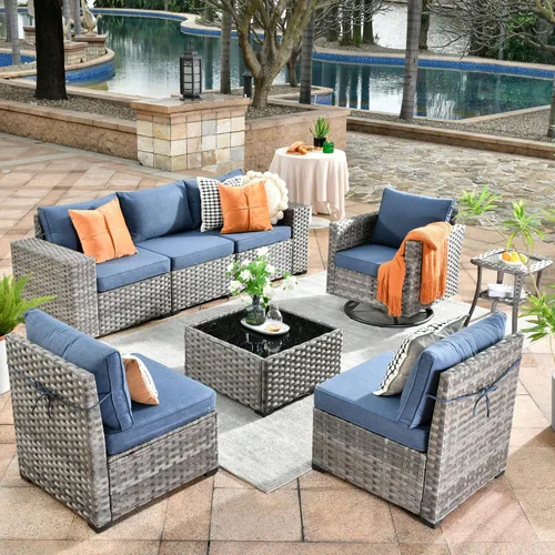 Vista 12 de HOOOWOOO Outdoor Patio Sectional Furniture Sofa Set with Widened Armrest,6 Piece Small Modern Wicker Couch,Modular L Shaped Conversation Seating Set