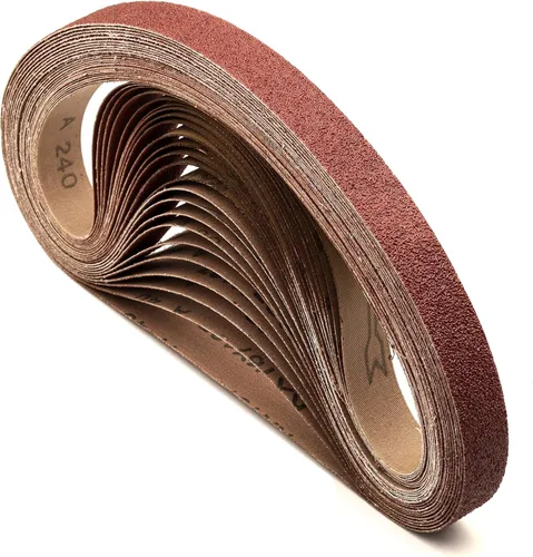 Vista 6 de 1 cinta de lija de óxido de aluminio de 42 pulgadas, papel de lija abrasivo de grano surtido 40/80/120/240 para lijadora de banda, paquete de 24