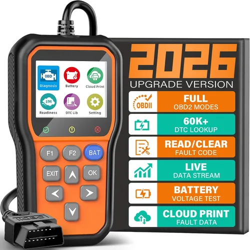Vista 10 de BluSon YM319 - Escáner OBD2, herramienta de diagnóstico con probador de batería, lector de código de falla del motor con datos en vivo, impresión
