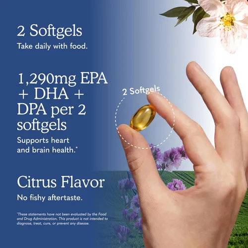 Vista 5 de Garden of Life Aceite de pescado omega avanzado formulado por el Dr. - Limón, 1,290 mg de EPA, DHA + DPA en forma de triglicéridos, suplemento Omega