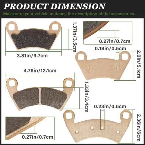 Vista 3 de LOCOPOW Pastillas de freno sinterizadas para Polaris Ranger 800 500 570 700 900 XP compatibles con Polaris RZR 900 XP Ranger Crew 500 RZR 4 800 RZR
