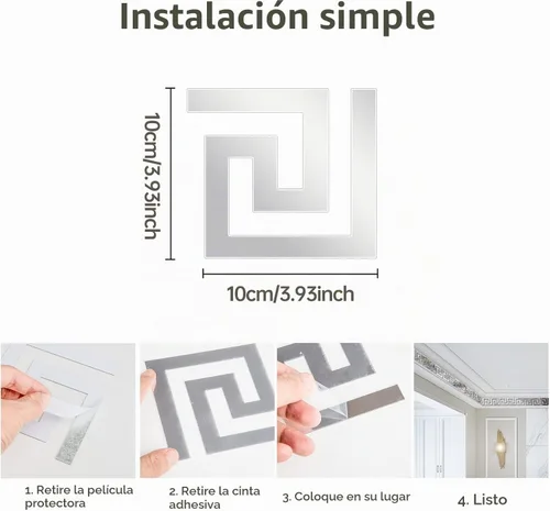 Vista 2 de 50 calcomanías de pared de espejo plateado