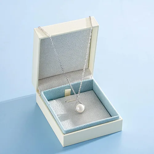 Vista 6 de FANCIME Pearl Jewelry Gifts June Birthstone Necklace 9-10mm Genuine Cultured Freshwater Pearl in Sterling Silver Infinity Pearl Necklace Fine