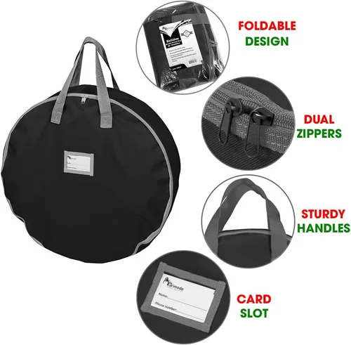 Vista 3 de Bolsa de almacenamiento resistente para coronas de 30 pulgadas, contenedor de coronas con asas, material de poliéster Oxford 600D duradero, soporte