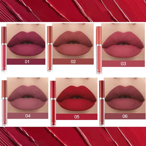 Vista 7 de Juego de maquillaje líquido de lápiz labial mate, 6 piezas de larga duración, antiadherentes, no se decolora, kit de brillo de labios de terciopelo