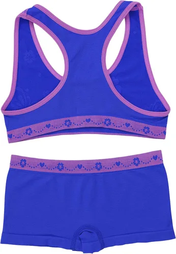 Vista 4 de ToBeInStyle Paquete de 6 sujetadores de entrenamiento estilo espalda cruzada o camisola y pantalones cortos a juego para niña