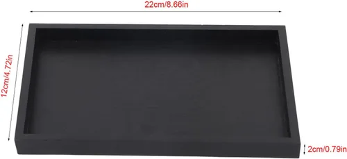Vista 2 de Bandeja de madera negra para servir, pequeñas bandejas rectangulares de madera maciza, antideslizante, para té, aperitivos, desayuno, platos