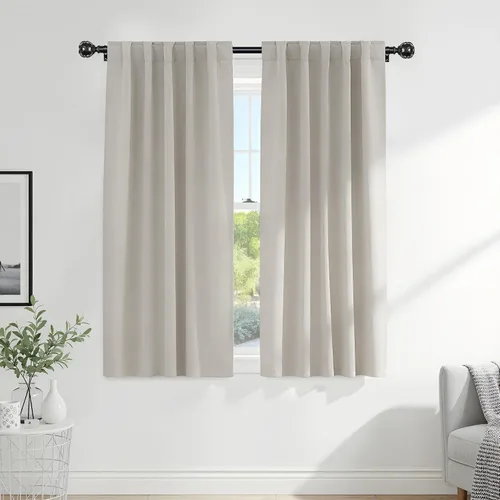 Vista 13 de PONY DANCE Cortinas cortas con aislamiento térmico para ventana pequeña, para guardería, baño, cocina, lavandería, caravana, sótano, 29 pulgadas