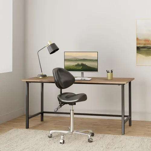 Vista 2 de Kaleurrier Taburete con soporte de espalda: silla de montar con ruedas