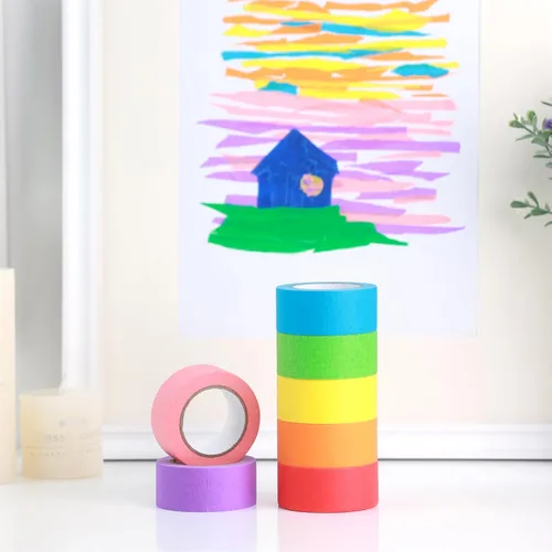 Vista 7 de VGOODALL 7 cintas adhesivas de color, juego de cinta washi para artes y manualidades, suministros de arte para niños, 330 pies x 1 pulgada