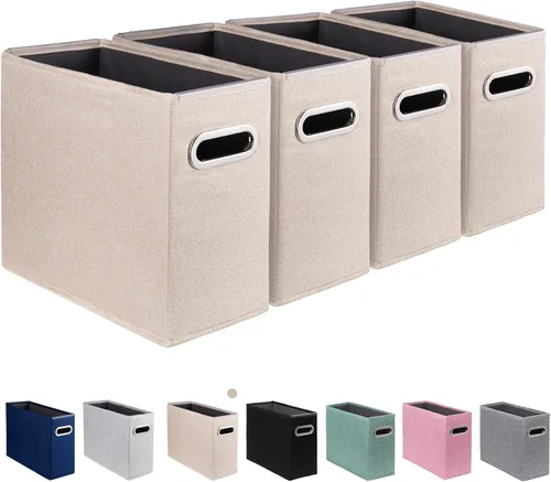 Vista 13 de Paquete de 2 cajas de almacenamiento de archivos tamaño carta plegables, organizador de carpetas colgantes de tela, soporte portátil para documentos