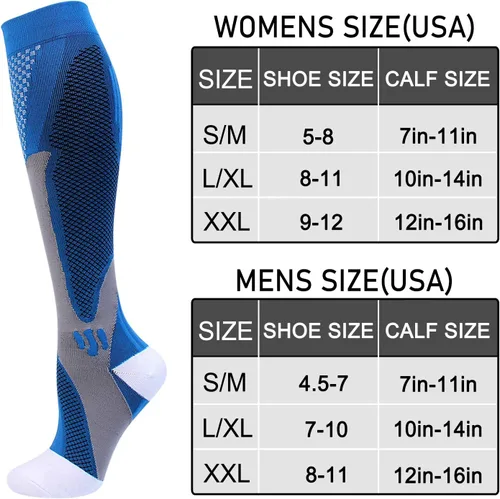 Vista 2 de 4 pares de calcetines de compresión para hombres y mujeres de 20 a 30 mmHg