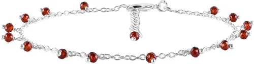 Vista 5 de Yanara Tobilleras de piedras preciosas para mujer, piedra natal natural, chapada en plata, joyería hecha a mano en 8.5 + 1.5 pulgadas, cristales