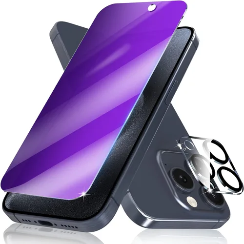 Vista 9 de Protector de pantalla de privacidad para iPhone 13 Pro Max con protector de lente de cámara, protección ocular antiluz azul, vidrio templado 9H