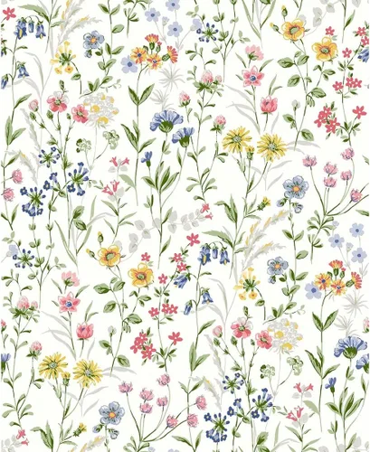 Vista 8 de NextWall Papel tapiz autoadhesivo de flores silvestres (carbón y piedra azulada)