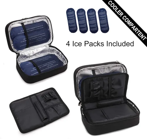 Vista 3 de apollo walker Funda de viaje para enfriar insulina, enfriador de medicamentos diabéticos aprobado por la TSA con bolsas de hielo y forro aislante